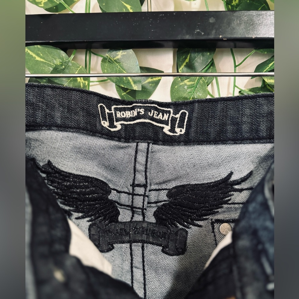 Robin's Jean Charcoal and Black Winged Jeans